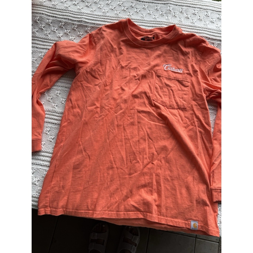017 Women's Long Sleeve Orange Carhartt T-Shirt Excellent Cond. W/ Embroidery